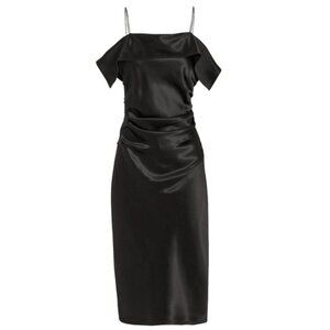 Helmut Lang Drape Satin and Silk Dress – Black | Size 10
